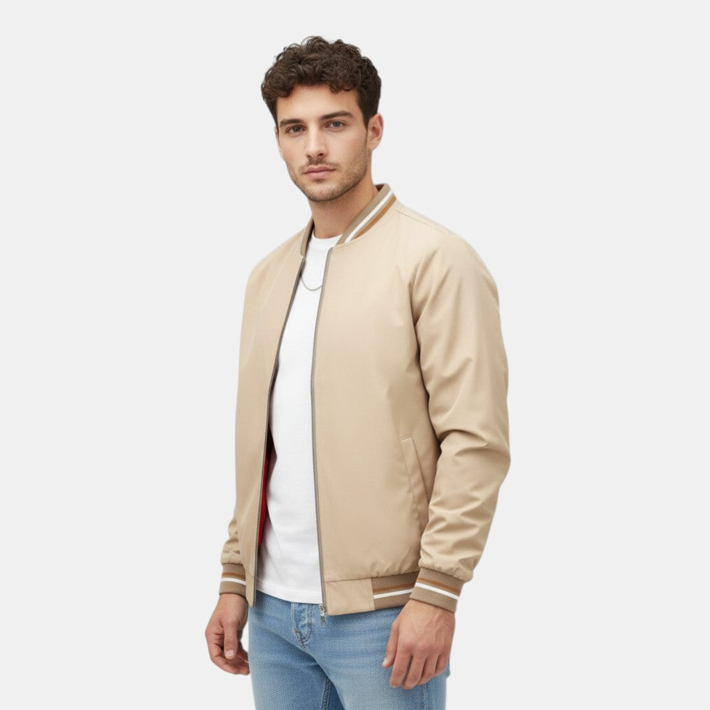 Men’s Lightweight Bomber Jacket with Ribbed Trim
