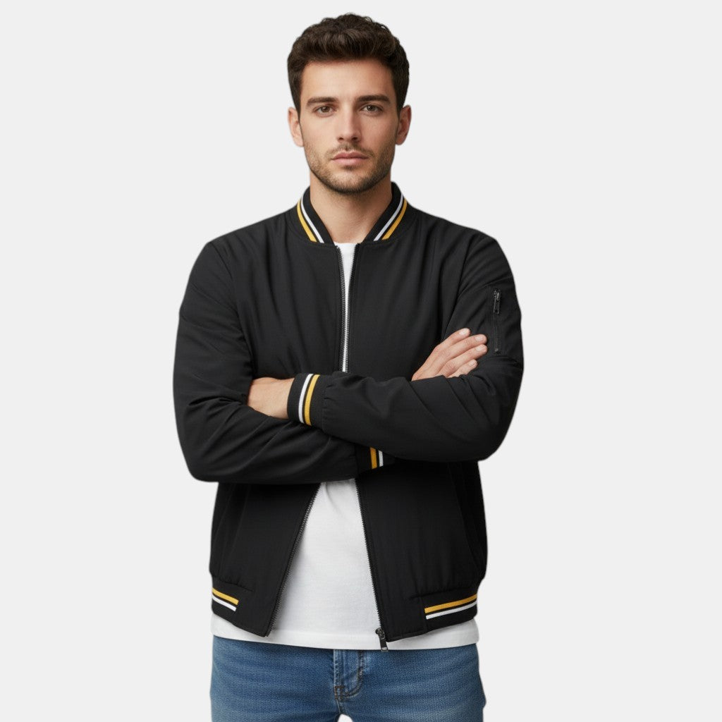 Men’s Lightweight Bomber Jacket with Ribbed Trim