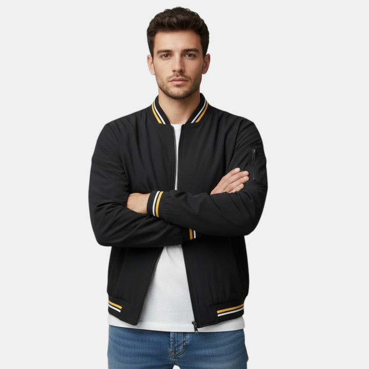 Men’s Lightweight Bomber Jacket with Ribbed Trim