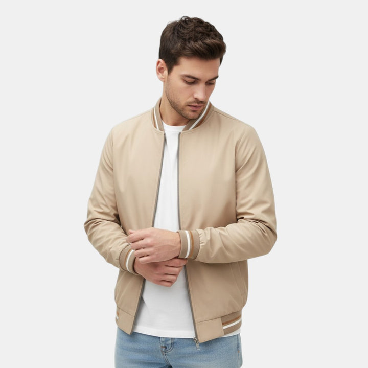 Men’s Lightweight Bomber Jacket with Ribbed Trim
