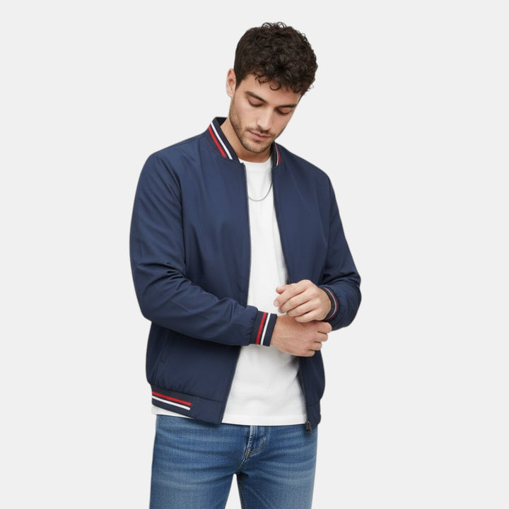 Men’s Lightweight Bomber Jacket with Ribbed Trim