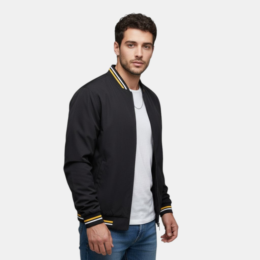 Men’s Lightweight Bomber Jacket with Ribbed Trim