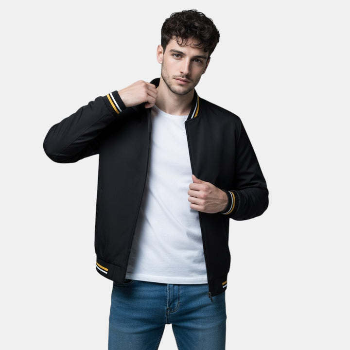 Men’s Lightweight Bomber Jacket with Ribbed Trim