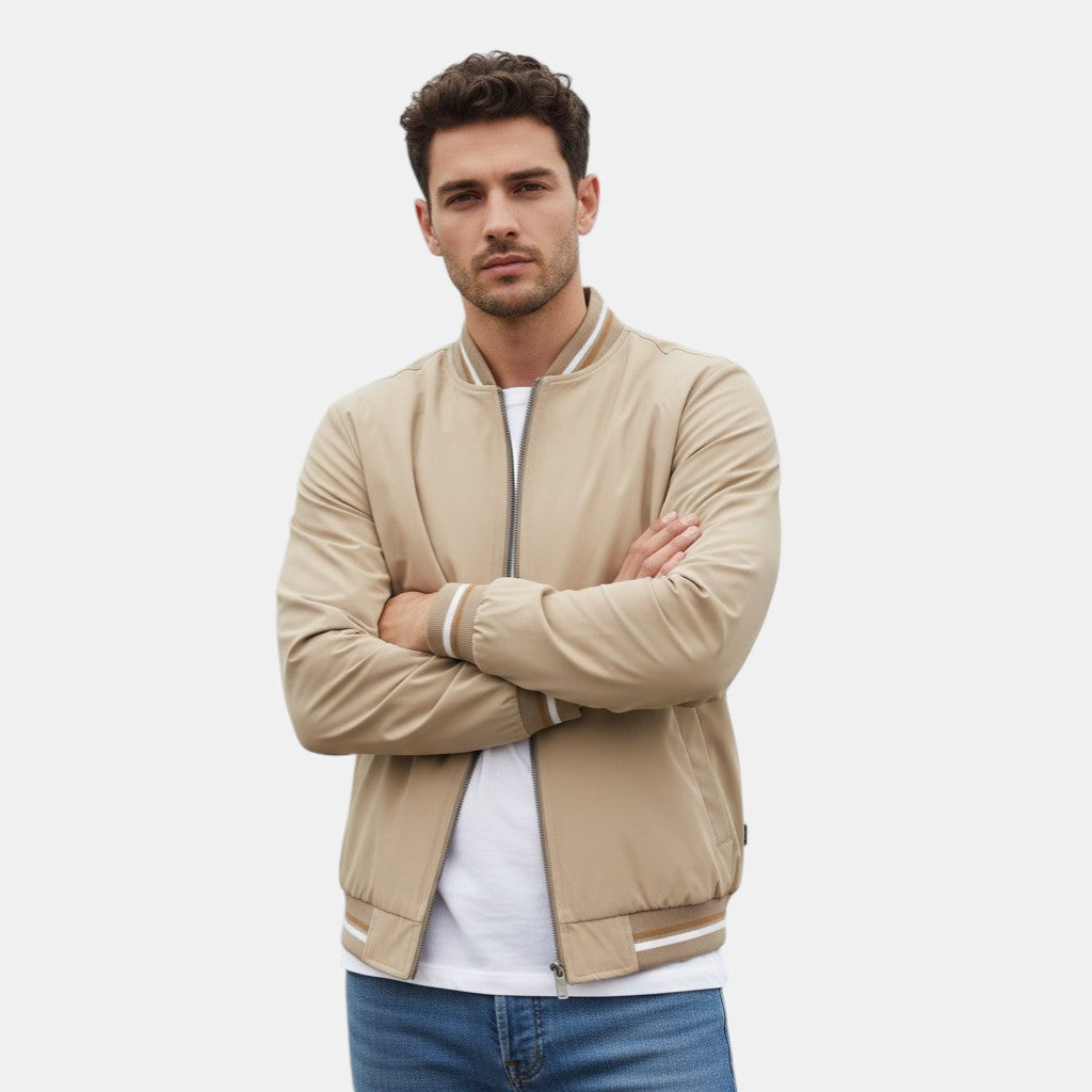 Men’s Lightweight Bomber Jacket with Ribbed Trim