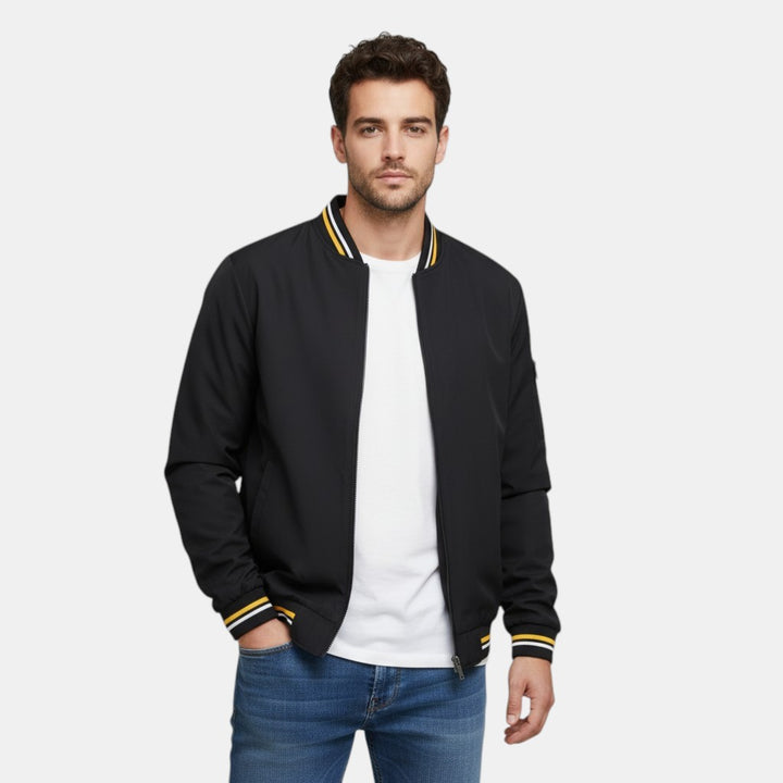 Men’s Lightweight Bomber Jacket with Ribbed Trim