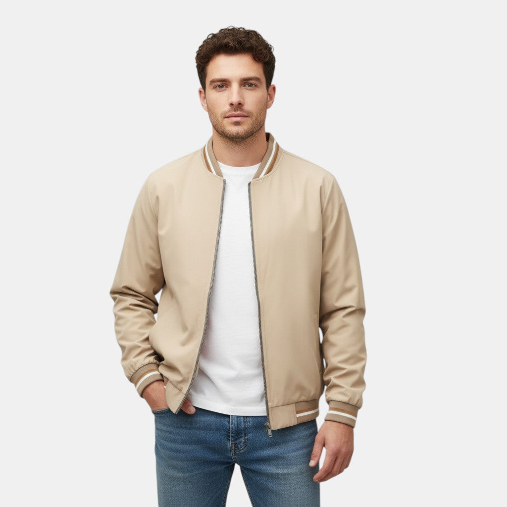 Men’s Lightweight Bomber Jacket with Ribbed Trim