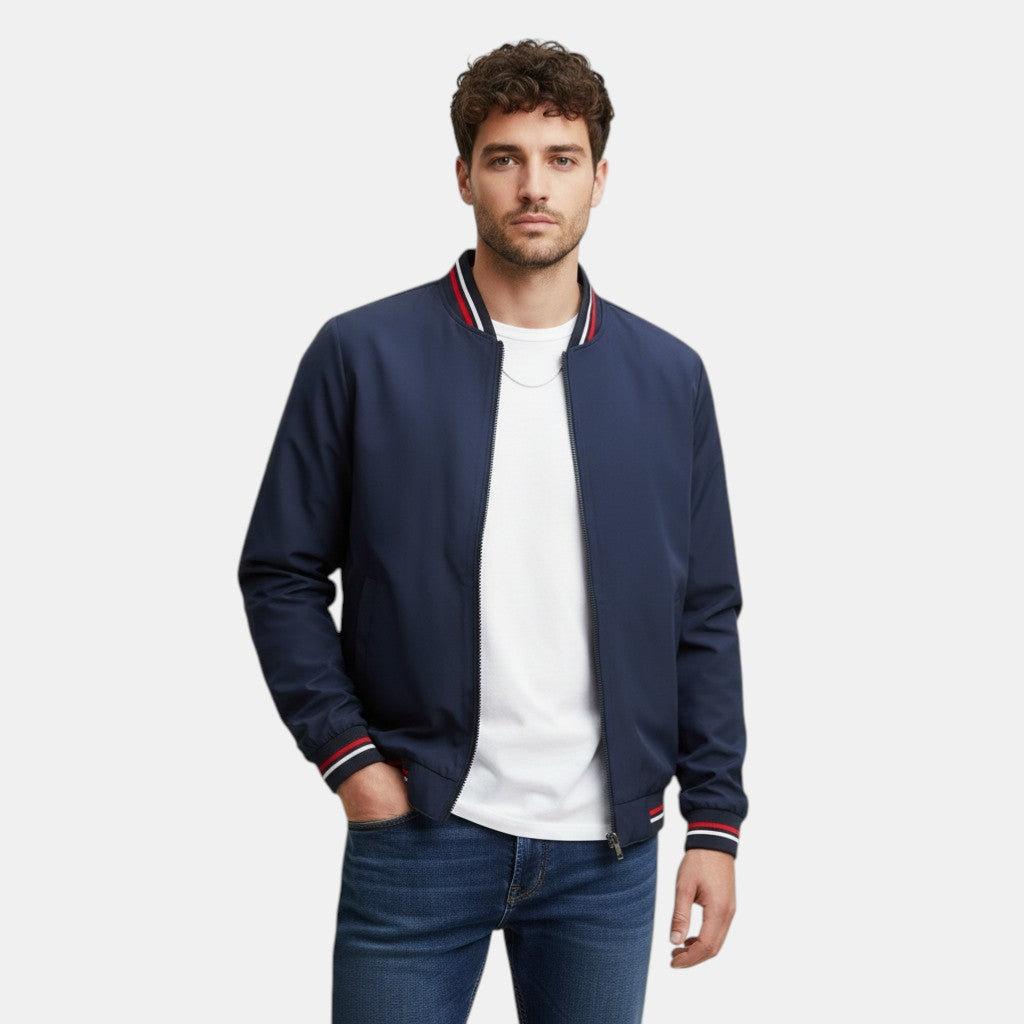 Men’s Lightweight Bomber Jacket with Ribbed Trim