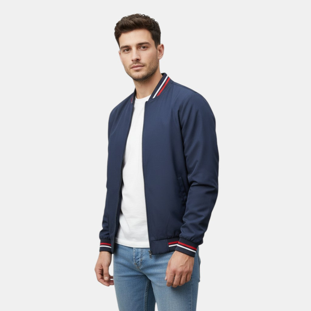 Men’s Lightweight Bomber Jacket with Ribbed Trim