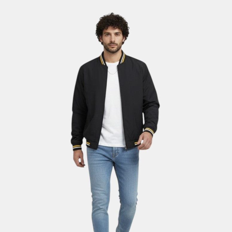 Men’s Lightweight Bomber Jacket with Ribbed Trim