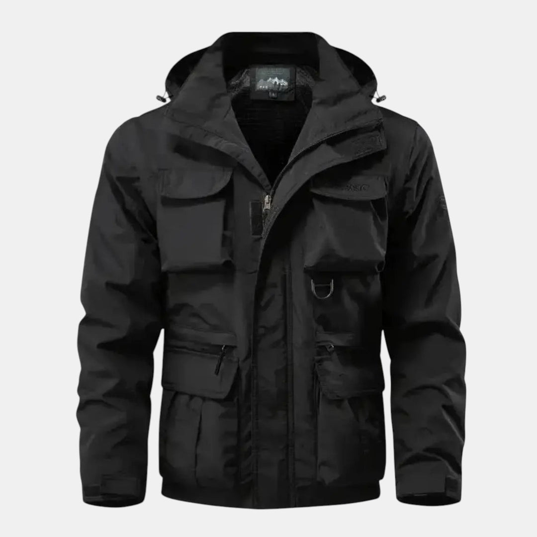 Men's Windproof Hooded Jacket with Multi-Pocket
