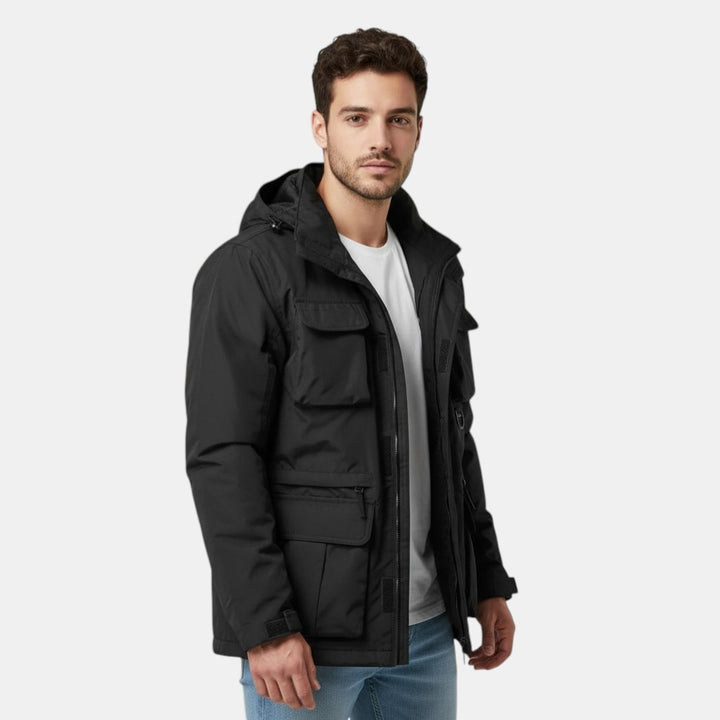 Men's Windproof Hooded Jacket with Multi-Pocket