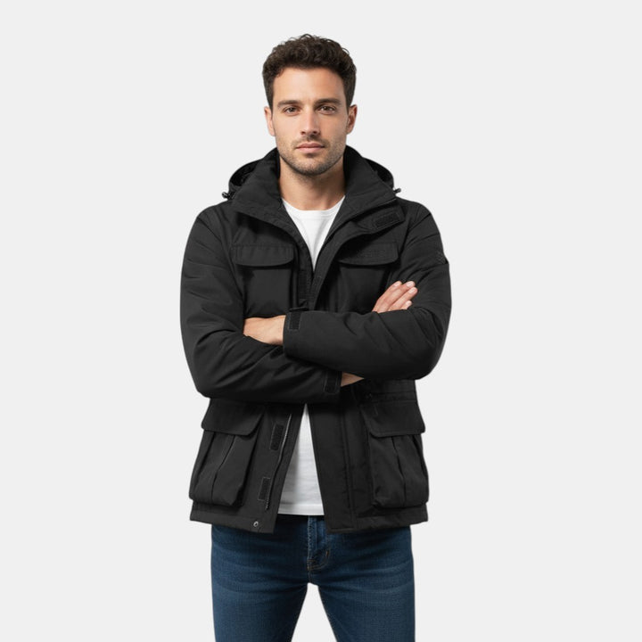 Men's Windproof Hooded Jacket with Multi-Pocket
