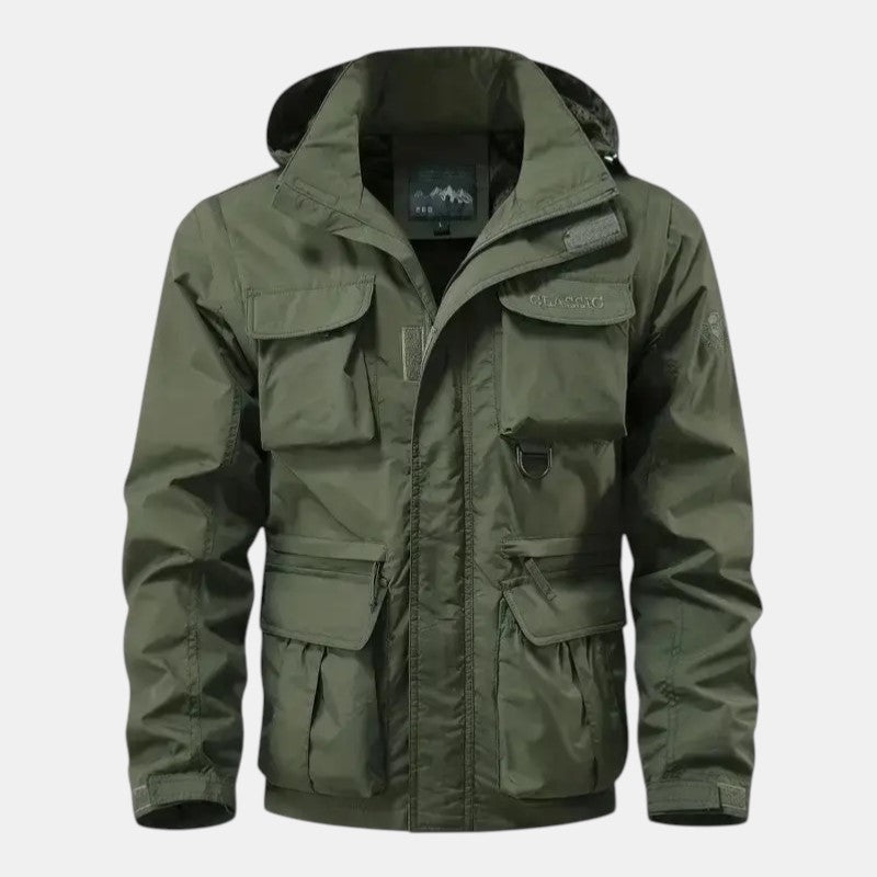 Men's Windproof Hooded Jacket with Multi-Pocket