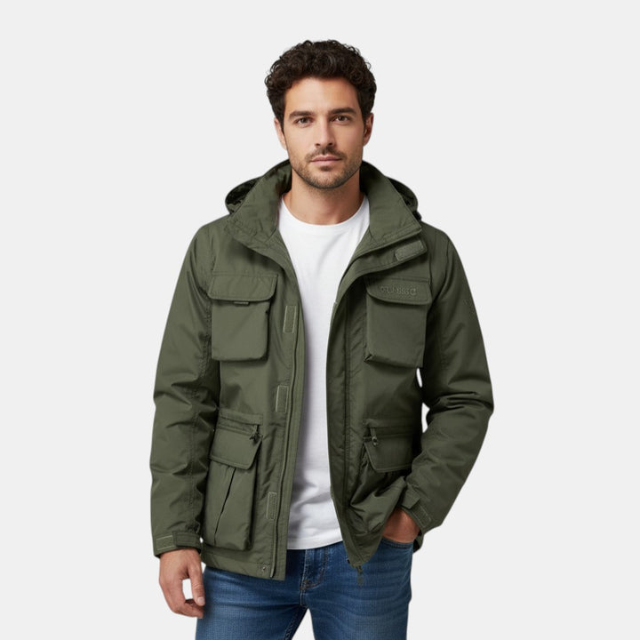 Men's Windproof Hooded Jacket with Multi-Pocket