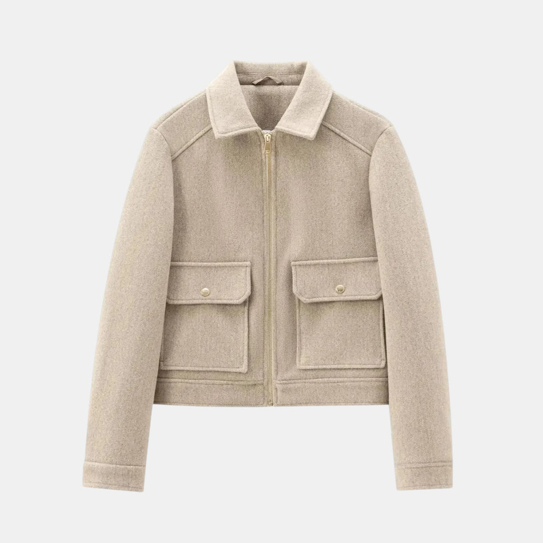 Women’s Cropped Wool Jacket with Zip Front