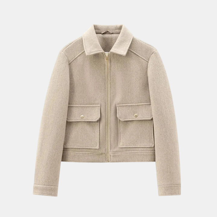 Women’s Cropped Wool Jacket with Zip Front