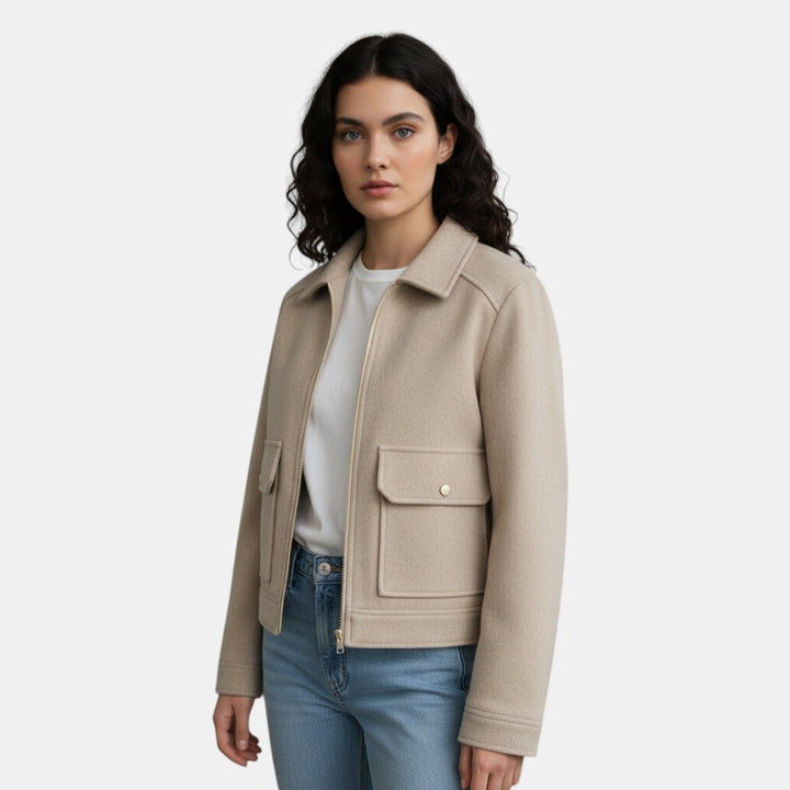 Women’s Cropped Wool Jacket with Zip Front