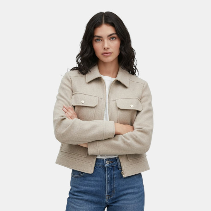 Women’s Cropped Wool Jacket with Zip Front