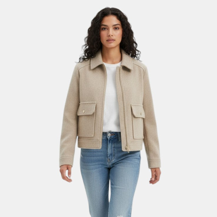 Women’s Cropped Wool Jacket with Zip Front