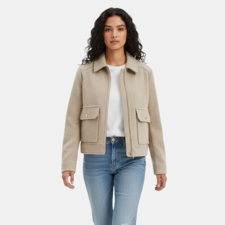 Women’s Cropped Wool Jacket with Zip Front