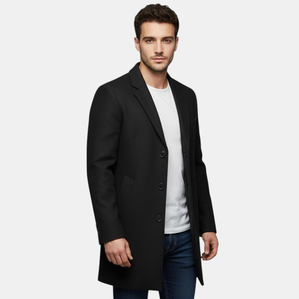 Men’s Single-Breasted Wool Overcoat
