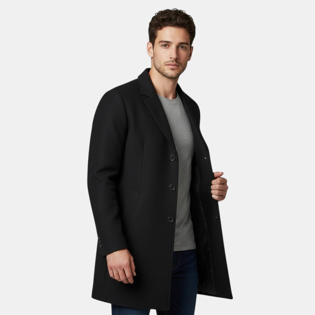 Men’s Single-Breasted Wool Overcoat