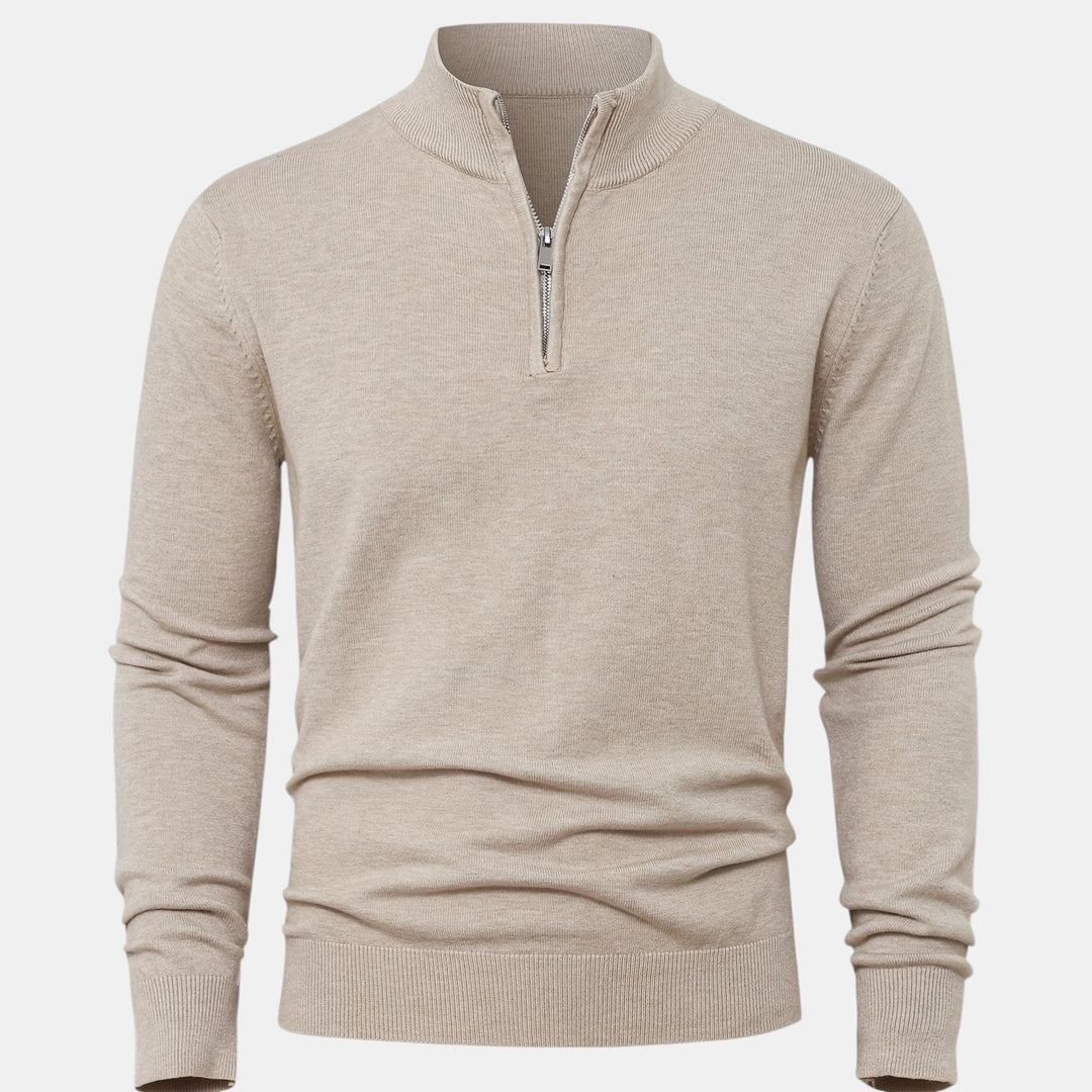 Men’s Knitted Half Zip High Neck Jumper