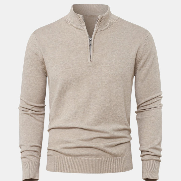 Men’s Knitted Half Zip High Neck Jumper