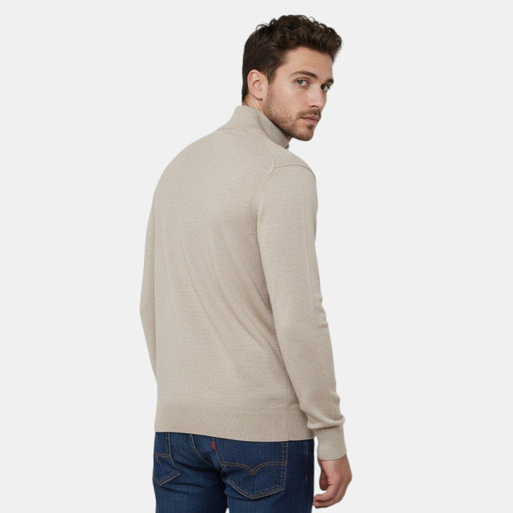 Men’s Knitted Half Zip High Neck Jumper