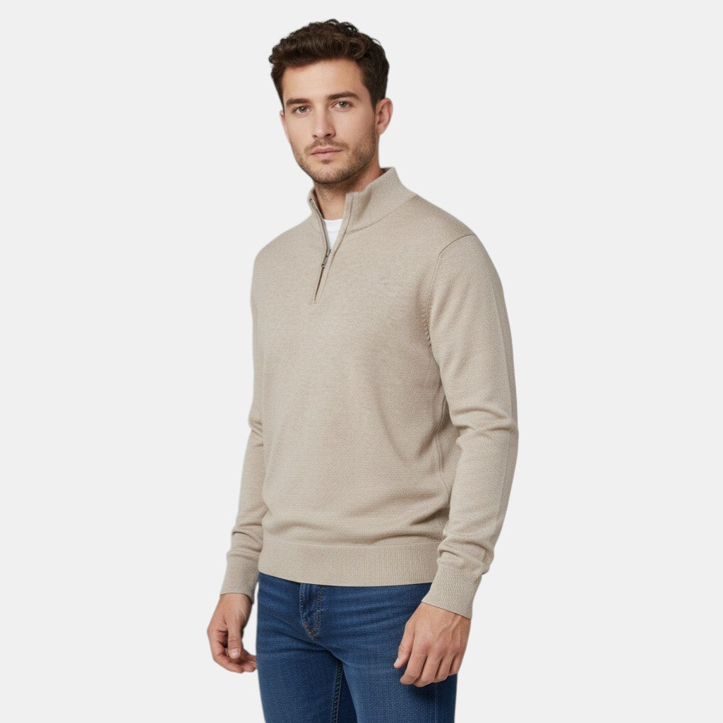 Men’s Knitted Half Zip High Neck Jumper