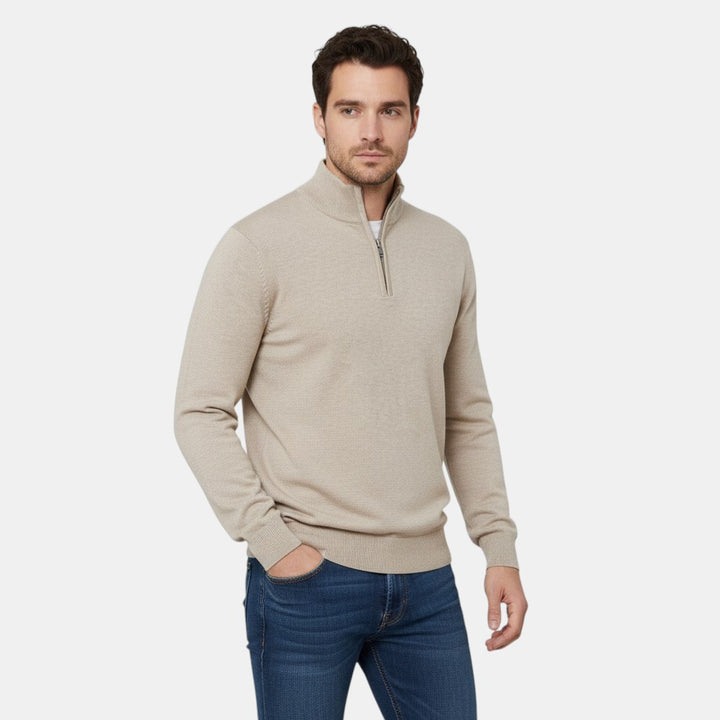 Men’s Knitted Half Zip High Neck Jumper