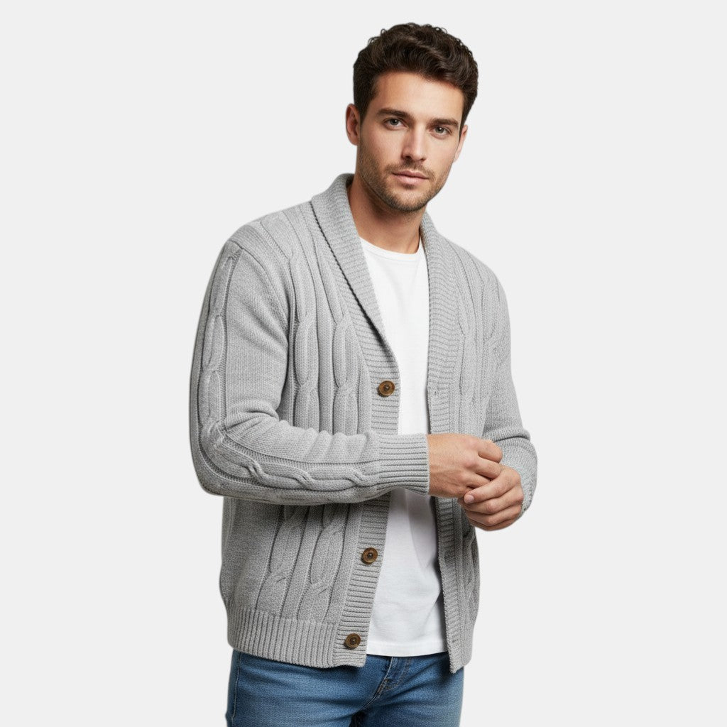 Men’s Cable Knit V-Neck Cardigan