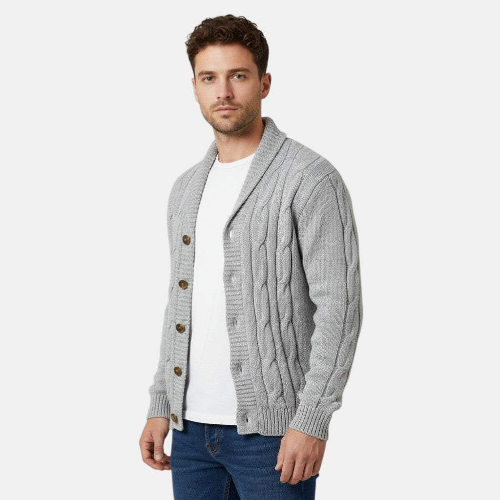 Men’s Cable Knit V-Neck Cardigan