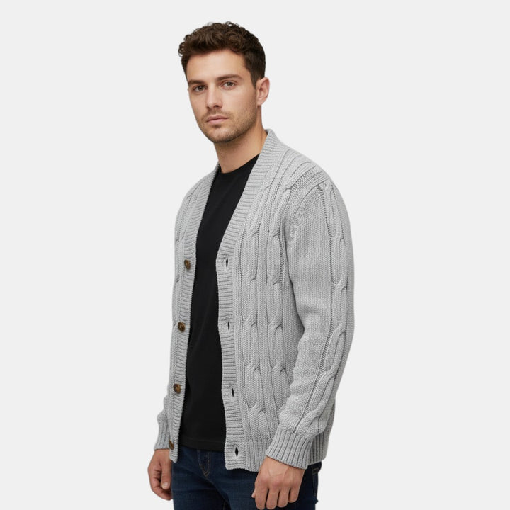 Men’s Cable Knit V-Neck Cardigan