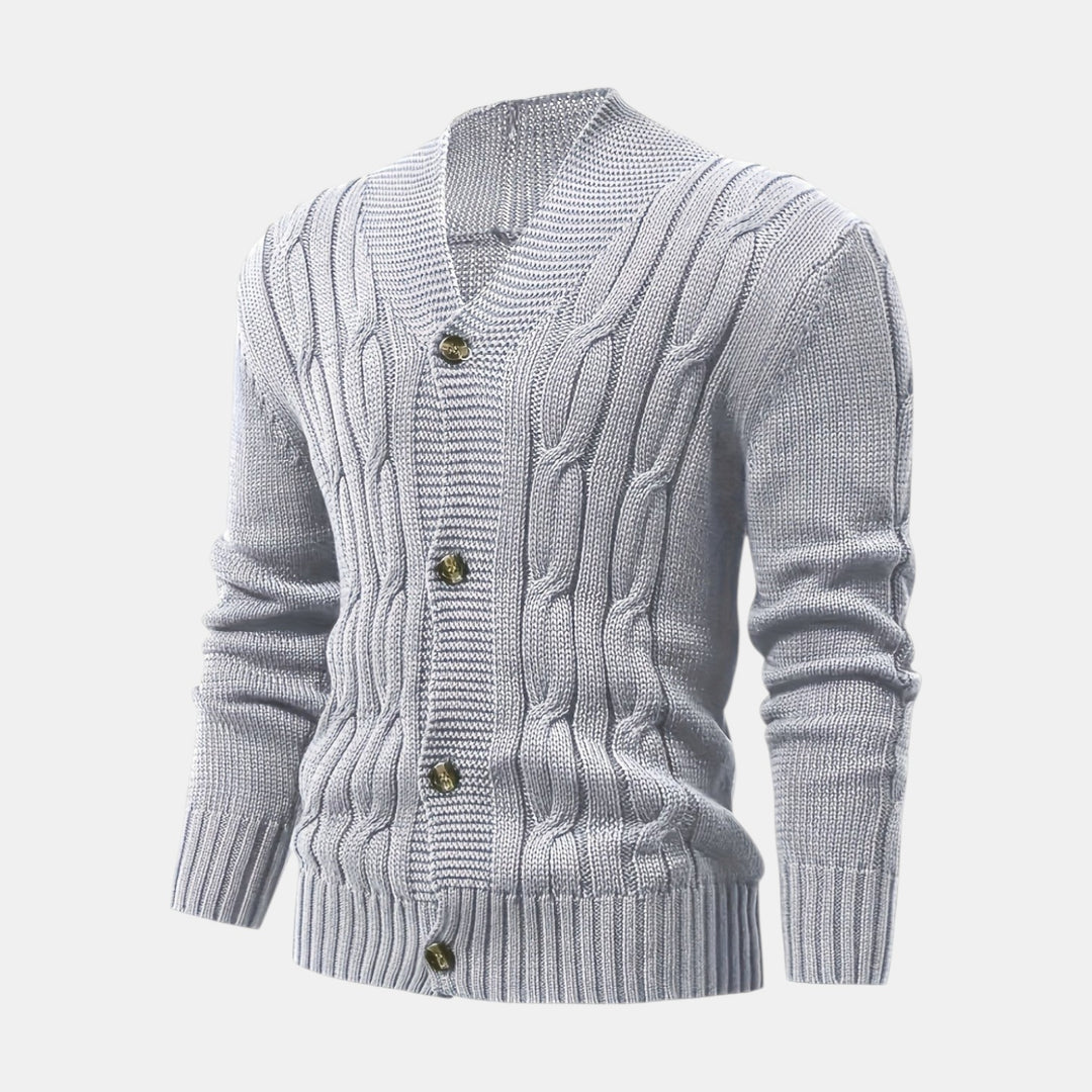 Men’s Cable Knit V-Neck Cardigan
