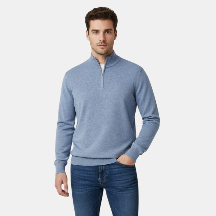 Men’s Knitted Half Zip High Neck Jumper