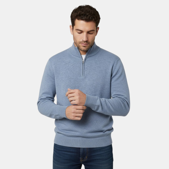 Men’s Knitted Half Zip High Neck Jumper