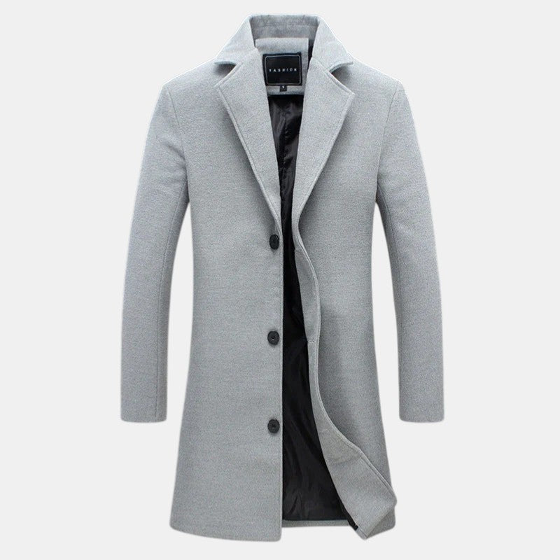 Men’s Single-Breasted Wool Overcoat