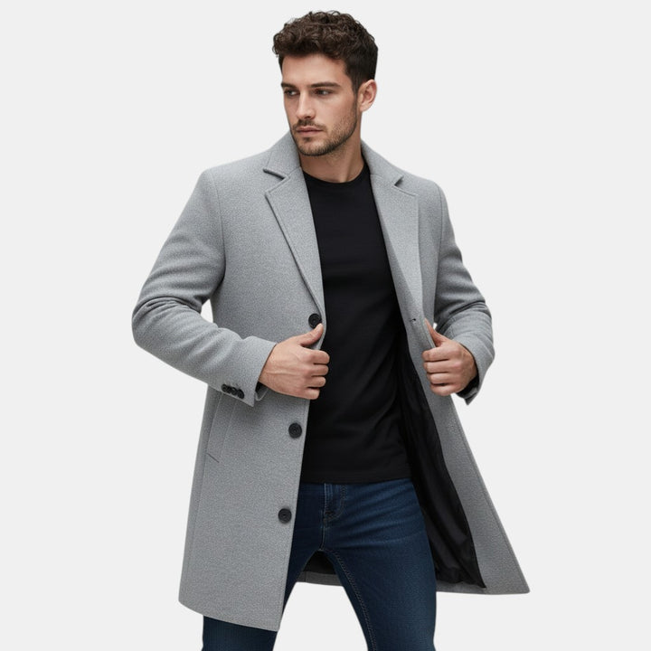 Men’s Single-Breasted Wool Overcoat