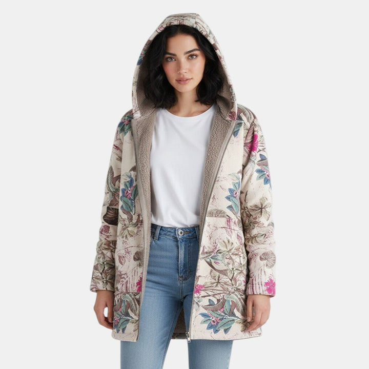 Women’s Winter Floral Coat with Hood