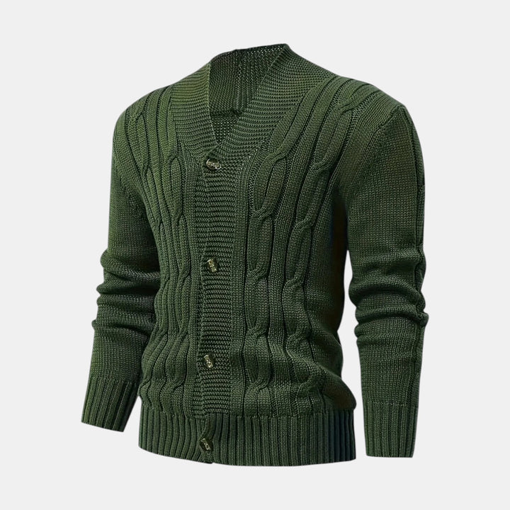 Men’s Cable Knit V-Neck Cardigan
