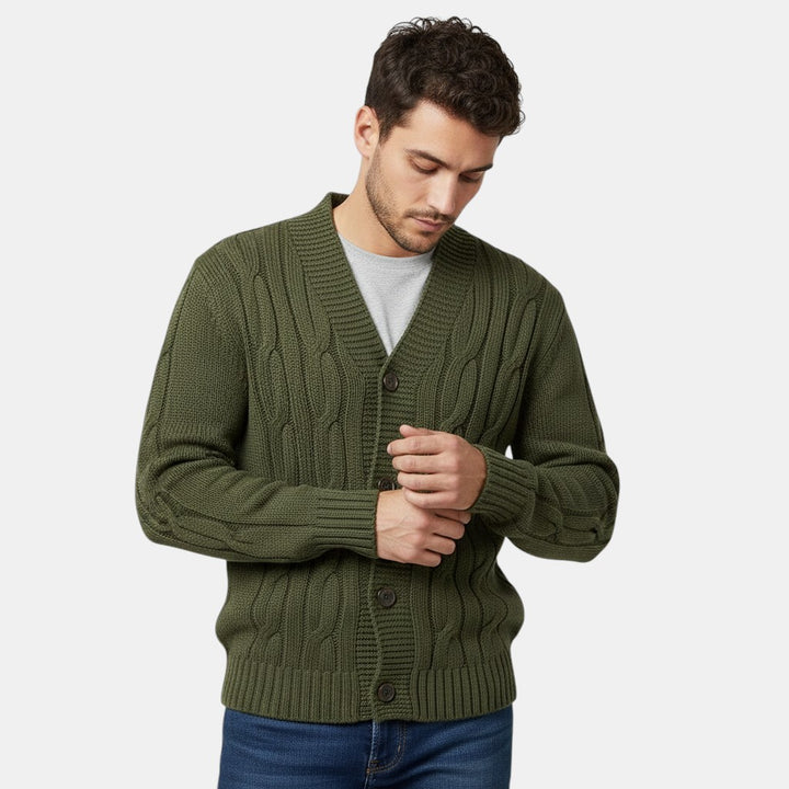 Men’s Cable Knit V-Neck Cardigan