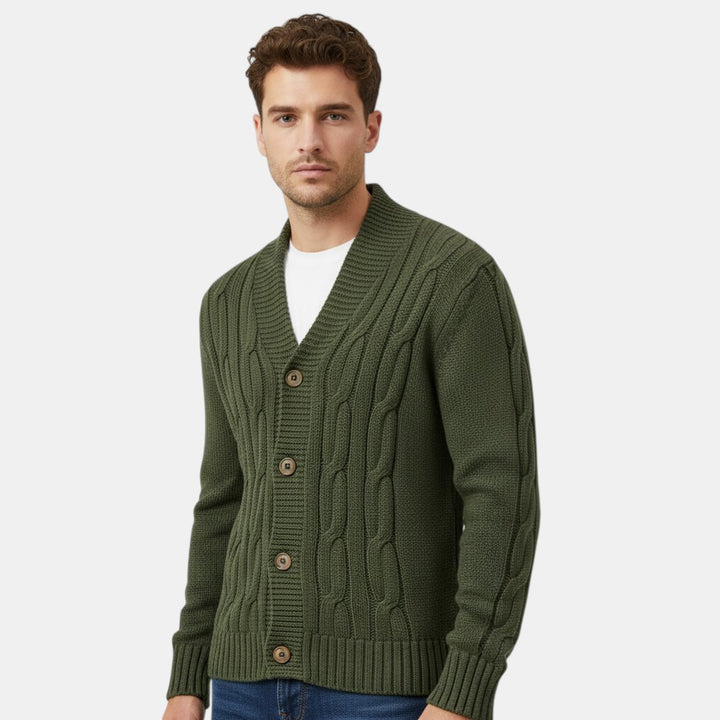Men’s Cable Knit V-Neck Cardigan