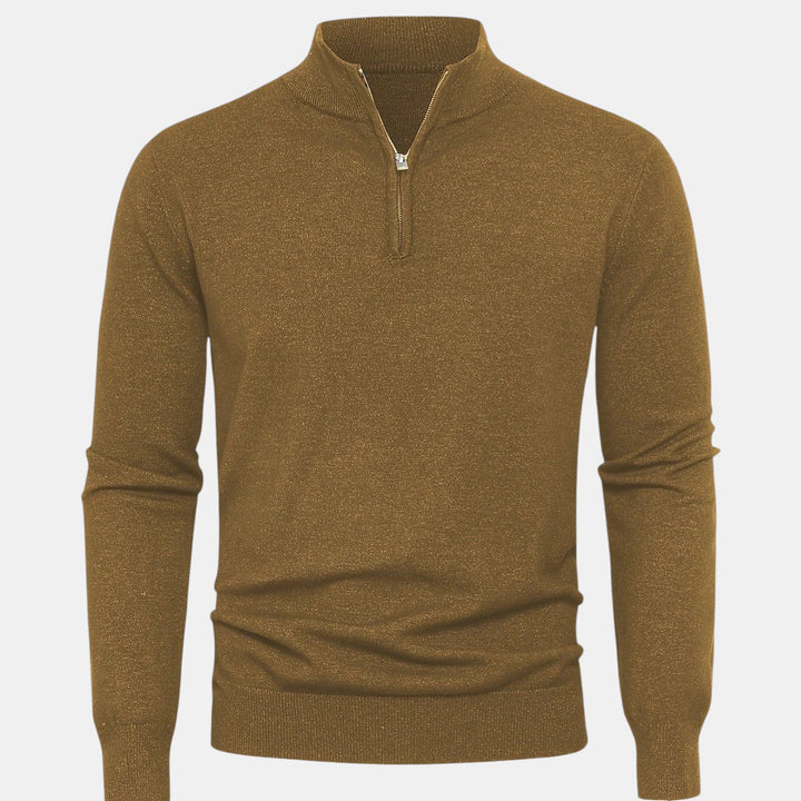 Men’s Knitted Half Zip High Neck Jumper