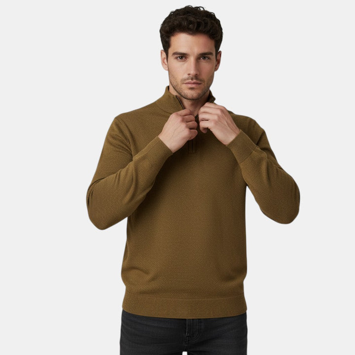 Men’s Knitted Half Zip High Neck Jumper