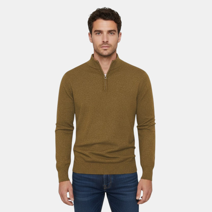 Men’s Knitted Half Zip High Neck Jumper
