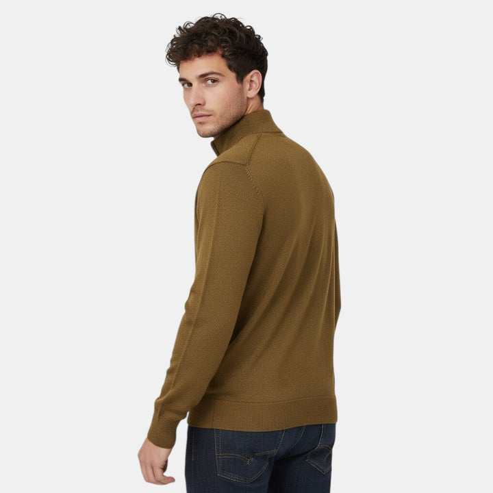 Men’s Knitted Half Zip High Neck Jumper