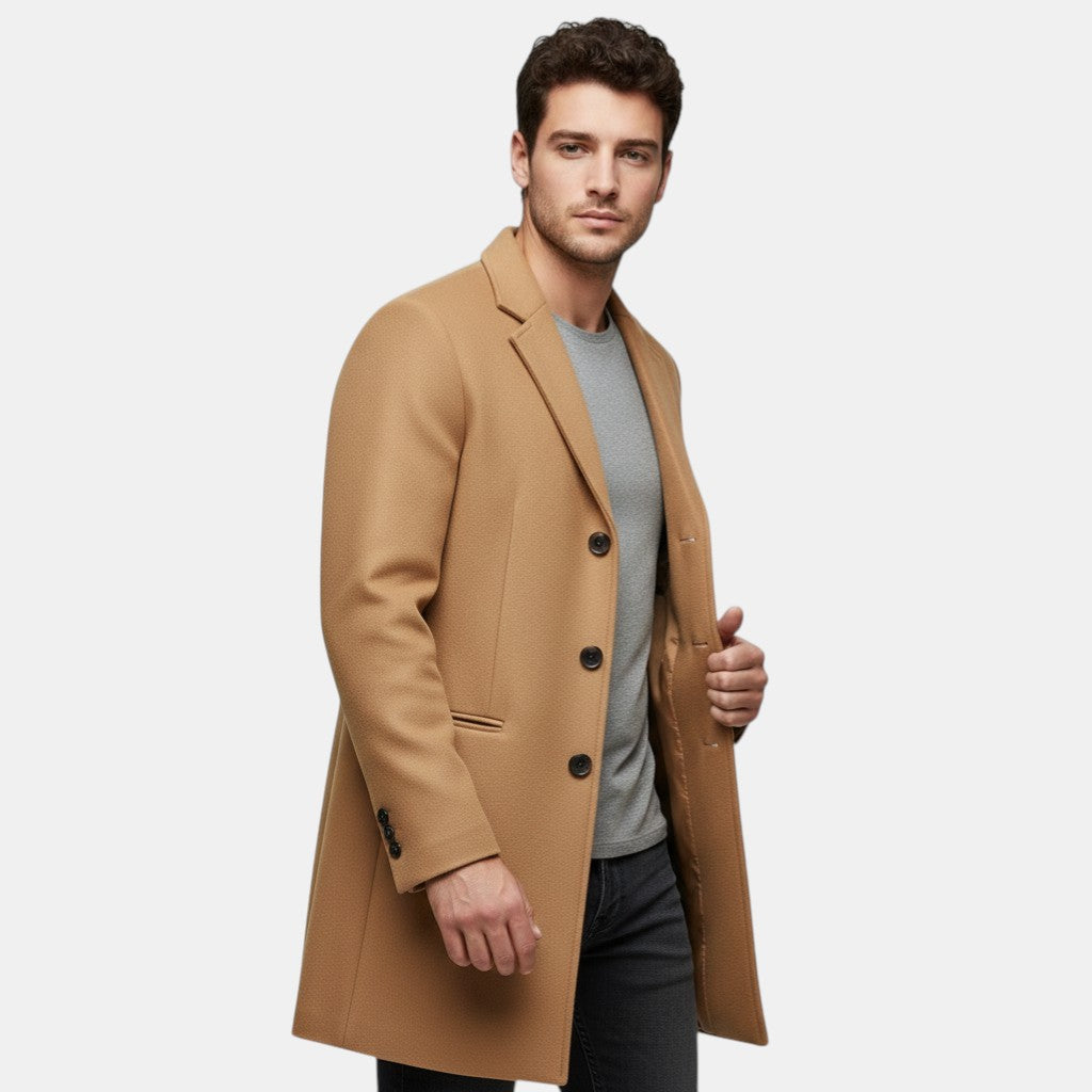 Men’s Single-Breasted Wool Overcoat