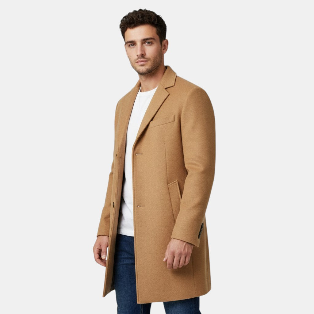 Men’s Single-Breasted Wool Overcoat