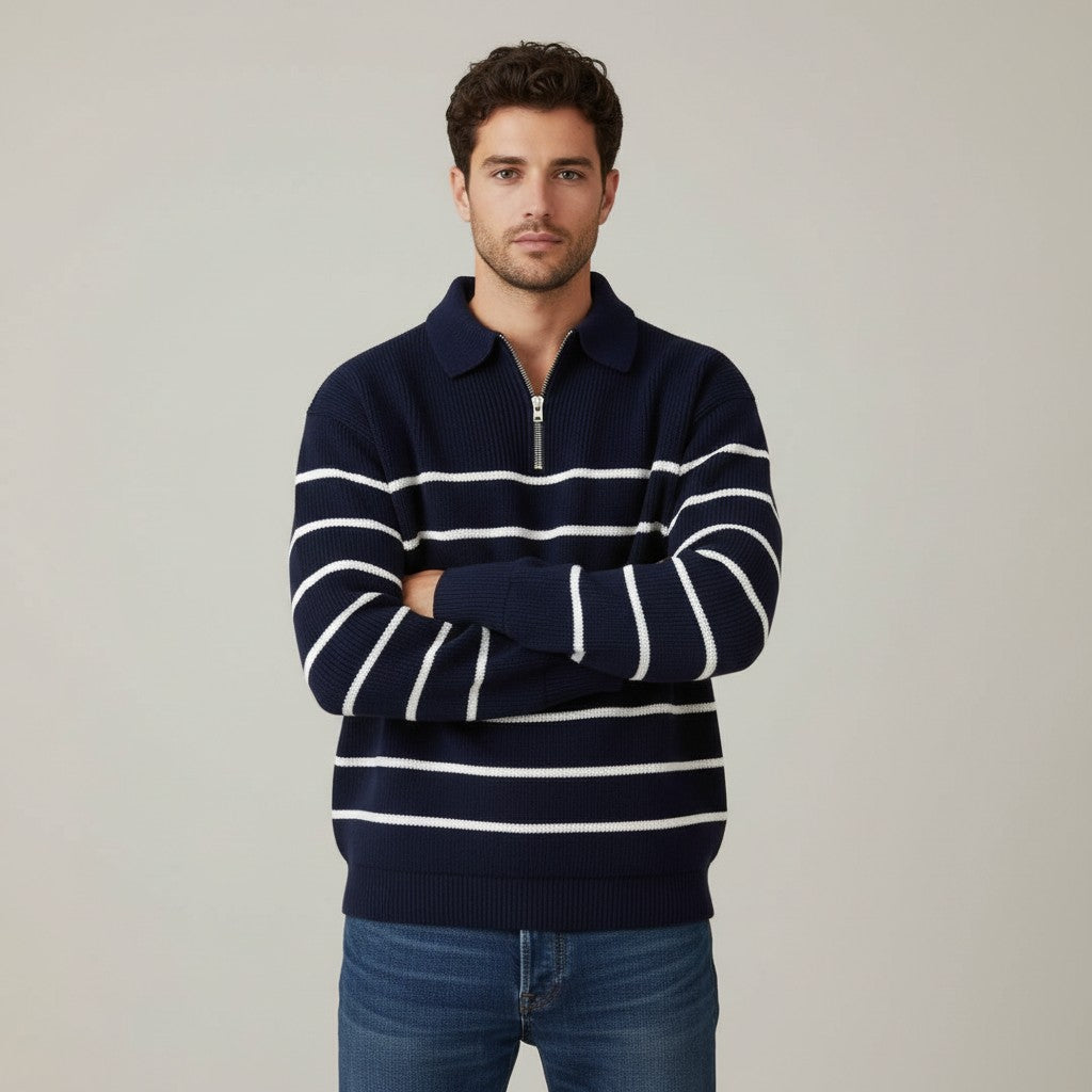 Men’s Stripe Half Zip Jumper
